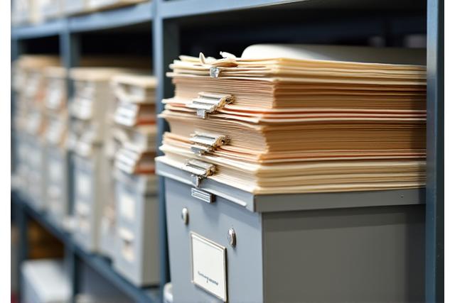 Archived documents and folders, representing meticulous record keeping.