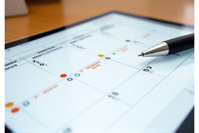 Calendar with highlighted dates, indicating important tax deadlines and financial planning.