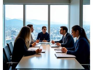 Team collaborating strategically in a modern office